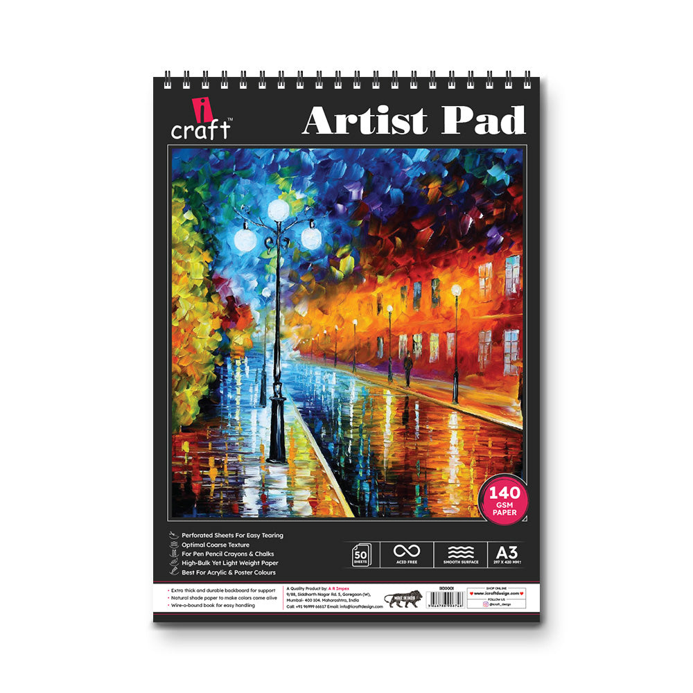 iCraft Artist Pad - Premium Drawing Paper for Various Art Mediums - Perforated and Coarse Texture