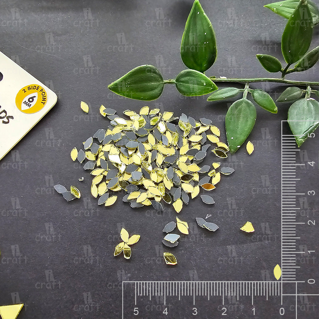 iCraft Gold 2 Sided Pointed Glass Mirror Beads. Pack Of 50 Grams