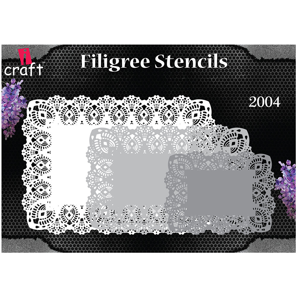 iCraft Multi-Surface Stencils - Perfect for Walls, DIY & Resin Art Projects | Reusable |Filigree Stencil-2004