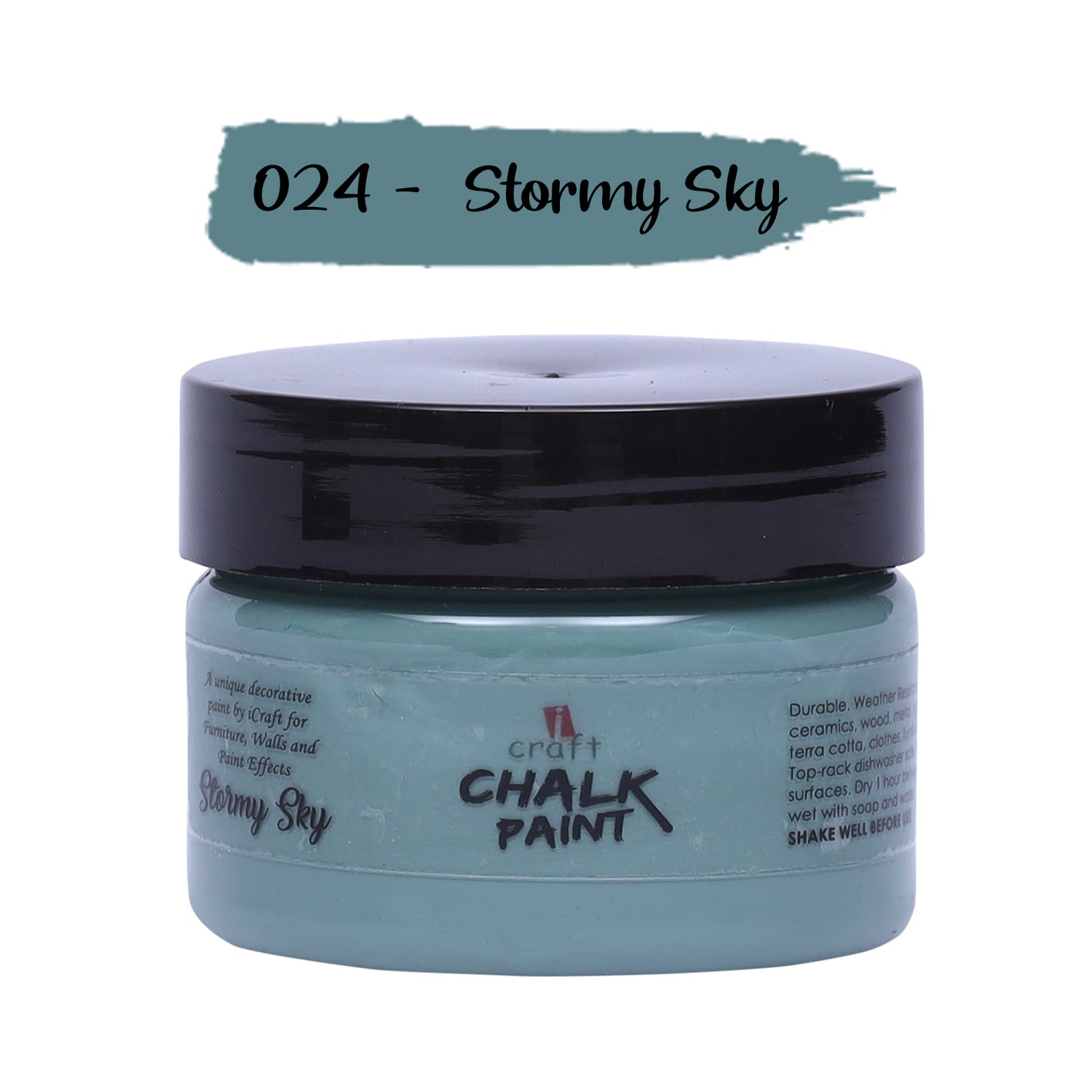 iCraft Premium Chalk Paint - Smooth, Creamy & Non-Toxic - Ideal for DIY & Resin Projects-50ml Stormy Sky
