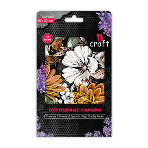 iCraft Foiled Decoupage Paper Pack - Dual-Sheet Set for Resin Art & Furniture Upcycling and DIY’s - 3037