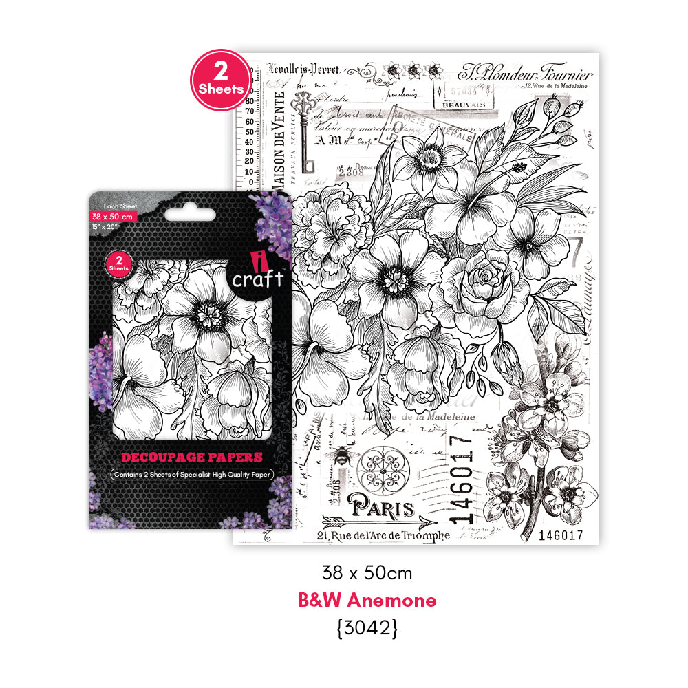 iCraft Decoupage Paper Pack - Dual-Sheet Set for Resin Art & Furniture Upcycling and DIY’s - 3042
