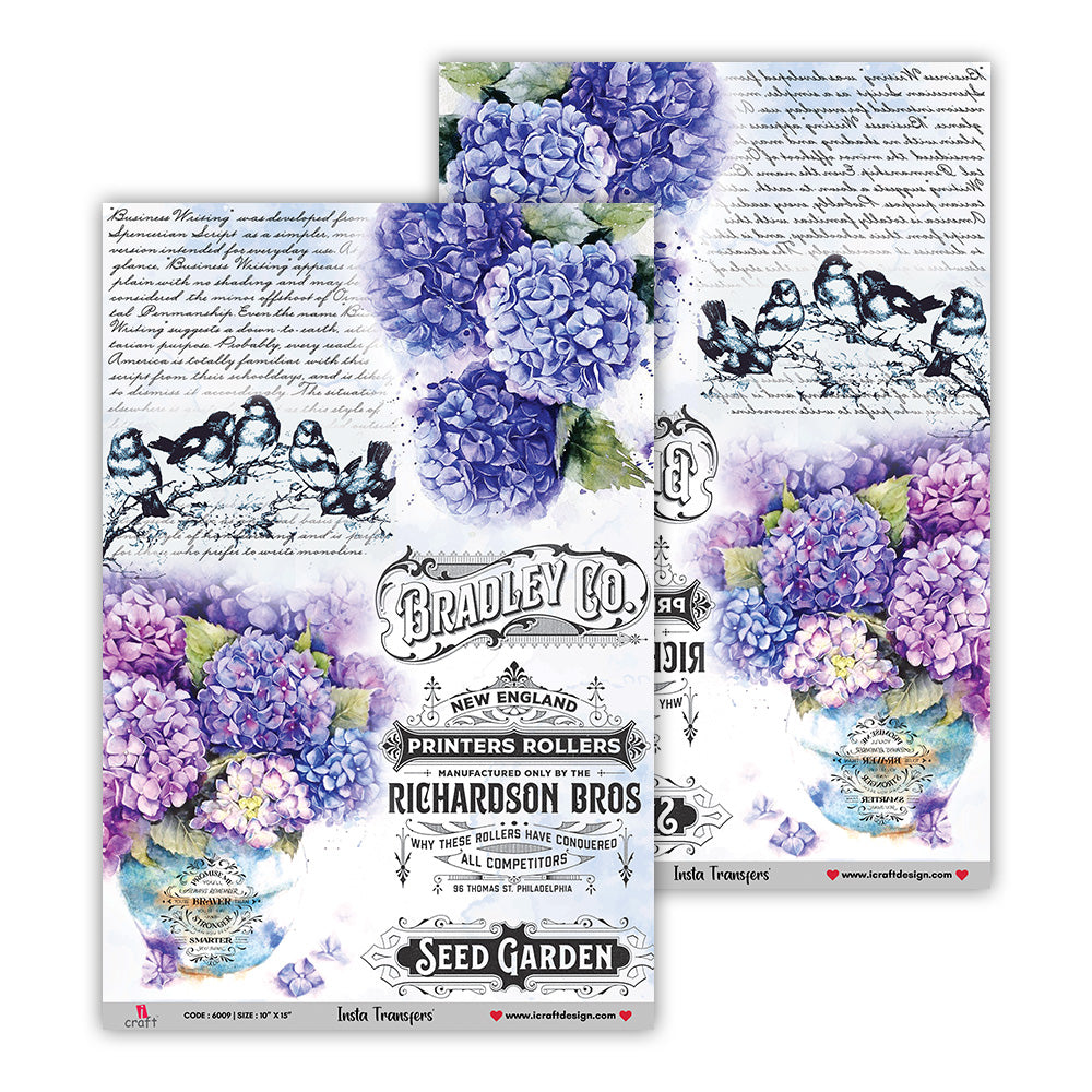 iCraft Water Transfer Stickers- Best use for Resin, Fabric, Plastic, MDF & Glass - Decorative Decals in Floral, Quotes & More (10" x 15")-6009