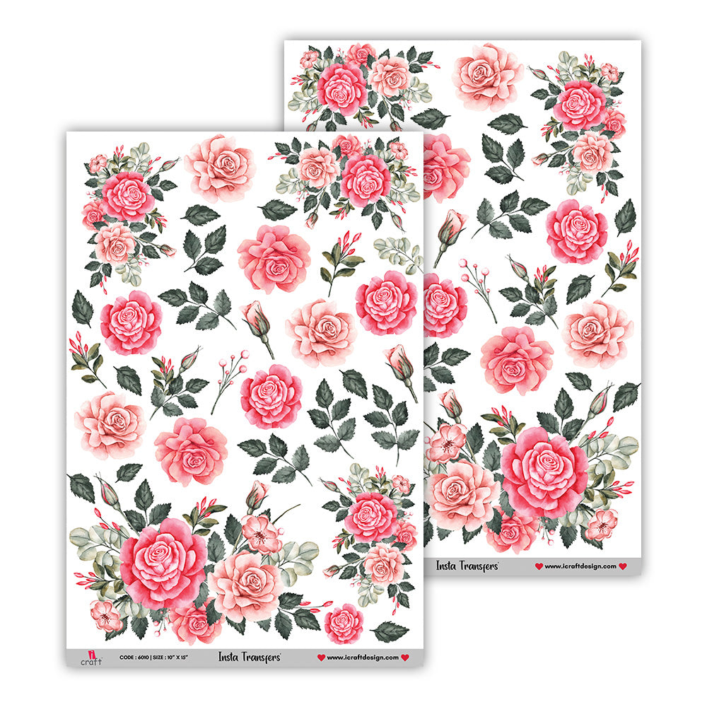 iCraft Water Transfer Stickers- Best use for Resin, Fabric, Plastic, MDF & Glass - Decorative Decals in Floral, Quotes & More (10" x 15")-6010