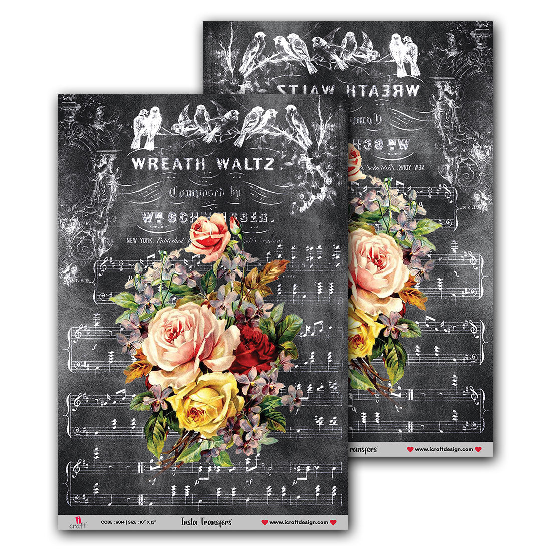 iCraft Water Transfer Stickers- Best use for Resin, Fabric, Plastic, MDF & Glass - Decorative Decals in Floral, Quotes & More (10" x 15")-6014