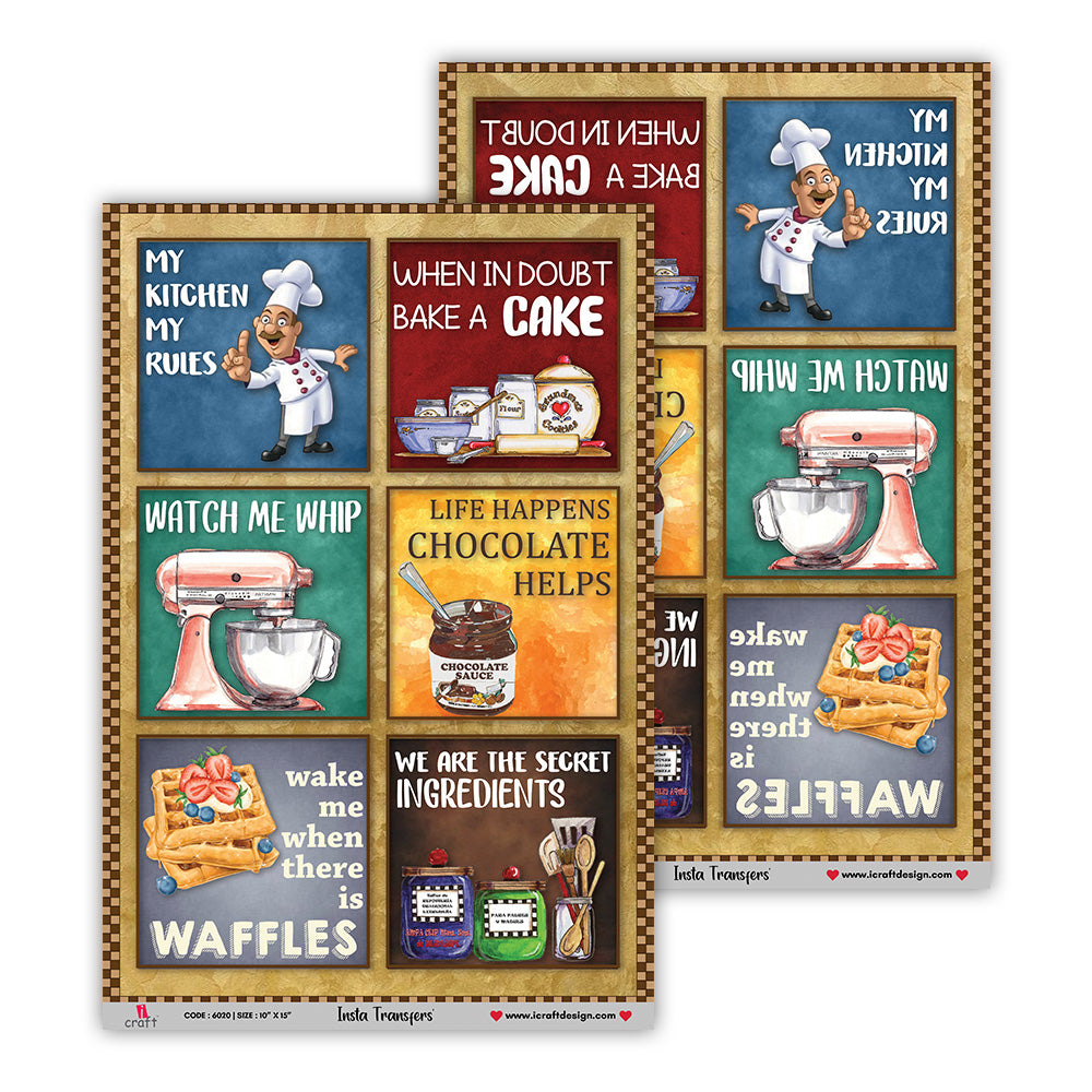 iCraft Water Transfer Stickers- Best use for Resin, Fabric, Plastic, MDF & Glass - Decorative Decals in Floral, Quotes & More (10" x 15")-6020