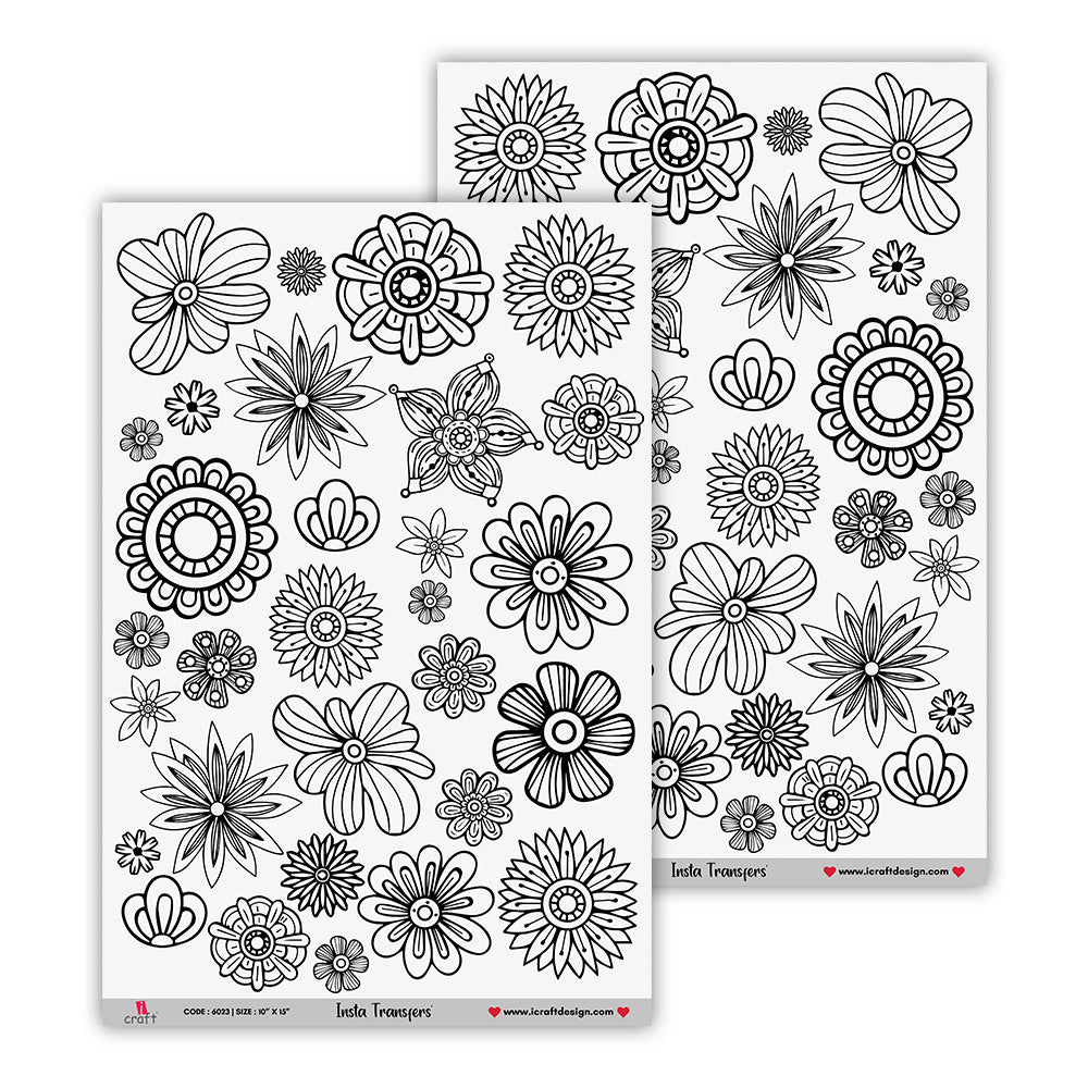 iCraft Water Transfer Stickers- Best use for Resin, Fabric, Plastic, MDF & Glass - Decorative Decals in Floral, Quotes & More (10" x 15")-6024
