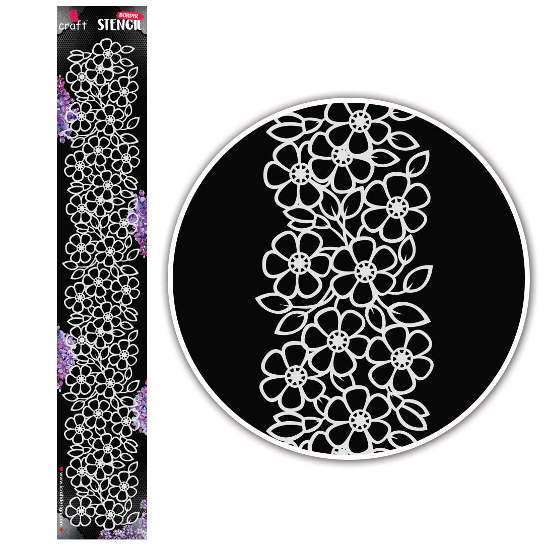iCraft Multi-Surface Stencils - Perfect for Walls, DIY & Resin Art Projects | Reusable |Border Stencil-8005