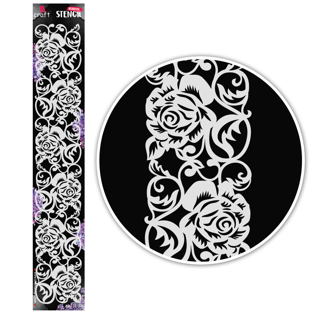 iCraft Multi-Surface Stencils - Perfect for Walls, DIY & Resin Art Projects | Reusable |Border Stencil-8007