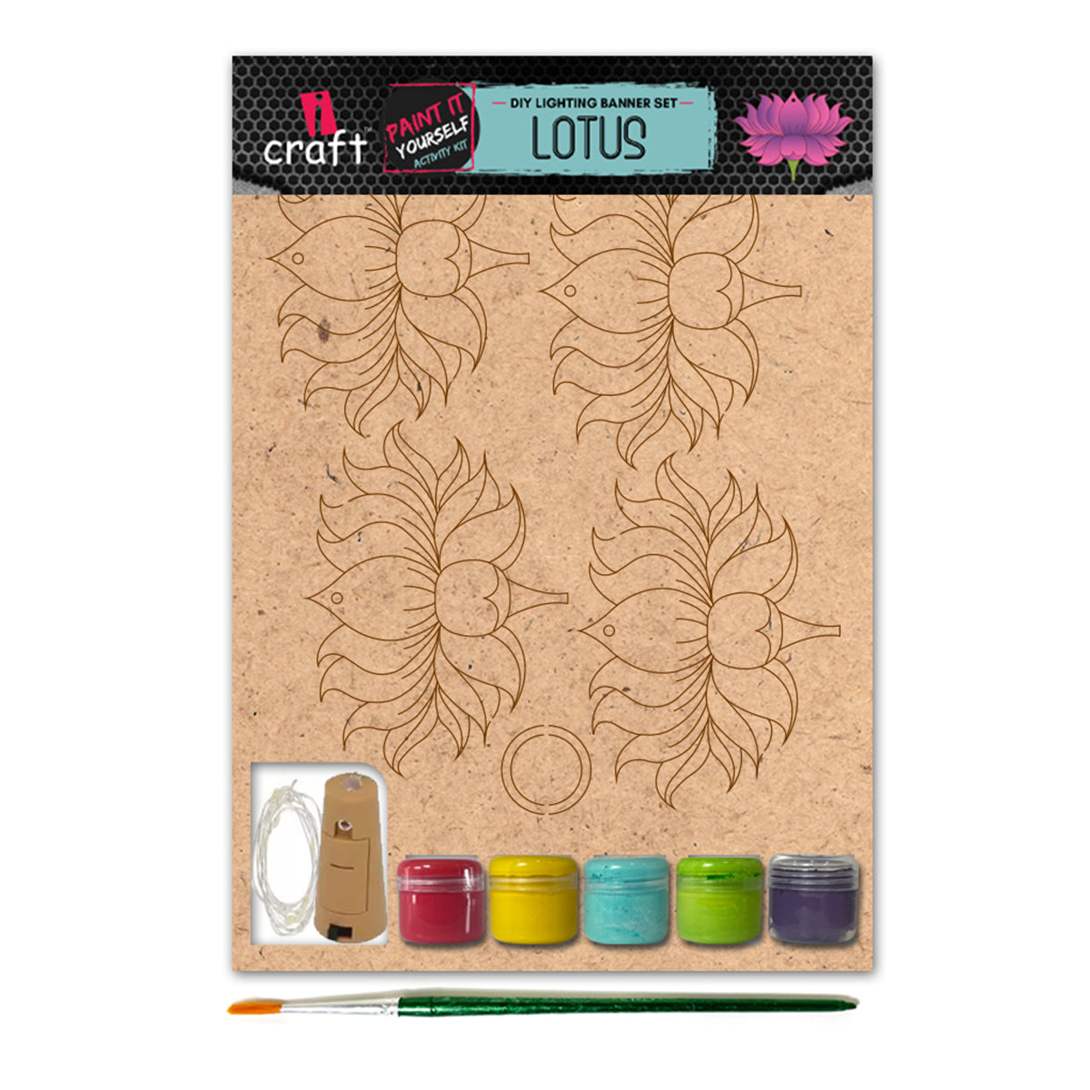 iCraft DIY Lighting Banner - Paint It Yourself Home Decor Art Kit - Lotus
