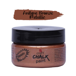 iCraft Metallic Chalk Paint - Smooth, Creamy & Non-Toxic - Ideal for DIY & Resin Projects-60ml Antique Bronze