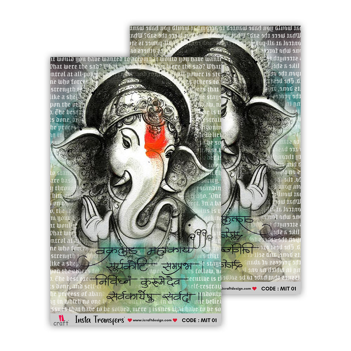 iCraft Water Transfer Stickers- Best use for Resin, Fabric, Plastic, MDF & Glass - Decorative Decals in Floral, Quotes & More (3.5" x 5")-MIT 01