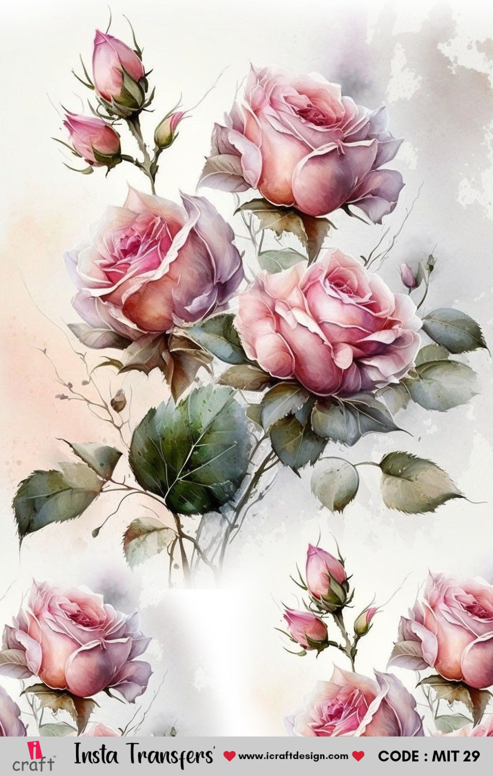 iCraft Water Transfer Stickers- Best use for Resin, Fabric, Plastic, MDF & Glass - Decorative Decals in Floral, Quotes & More (3.5" x 5")-MIT 29