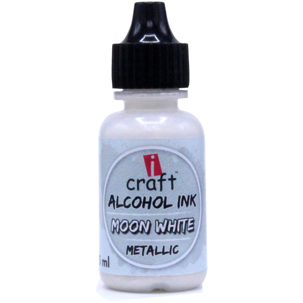 iCraft Metallic Alcohol Ink Moon White- Shiny and Elegant Ink for Resin and Abstract Art