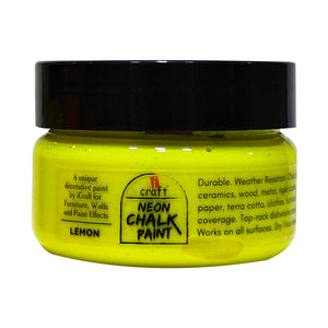 iCraft Neon Premium Chalk Paint - Smooth, Creamy & Non-Toxic - Ideal for DIY & Resin Projects-50ml Lemon