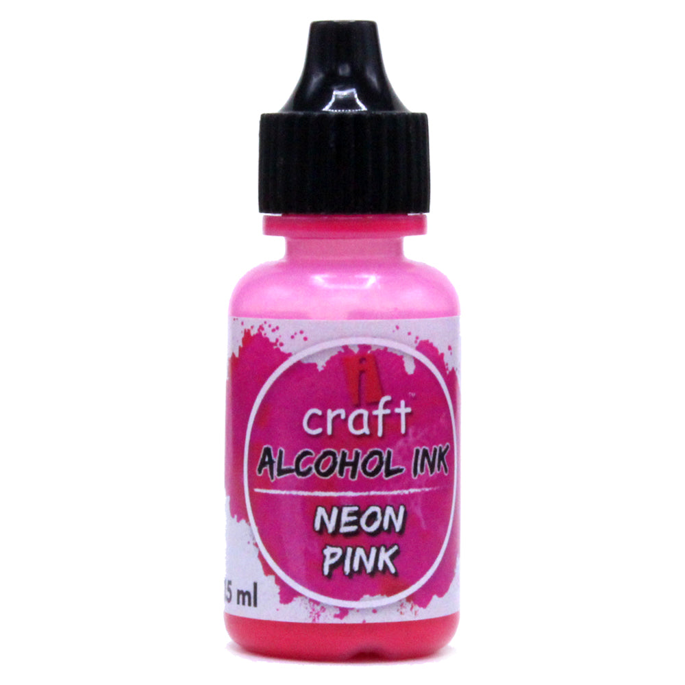iCraft Neon Alcohol Ink - Bright and Bold Ink for Resin and Abstract Art-Neon Pink