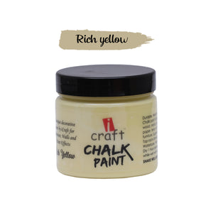 iCraft Premium Chalk Paint - Smooth, Creamy & Non-Toxic - Ideal for DIY & Resin Projects-250ml Rich Yellow