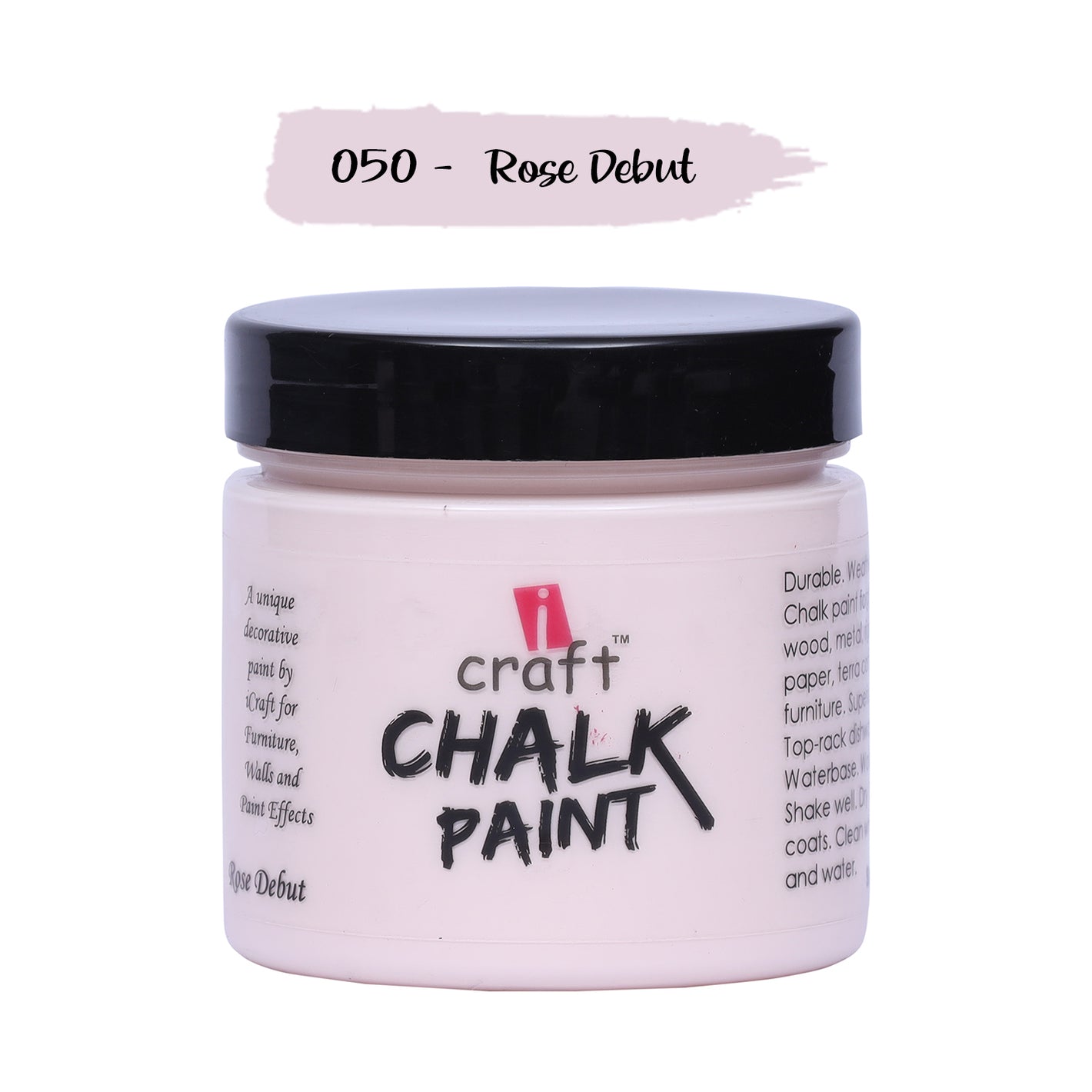 iCraft Premium Chalk Paint - Smooth, Creamy & Non-Toxic - Ideal for DIY & Resin Projects-250ml Rose Debut