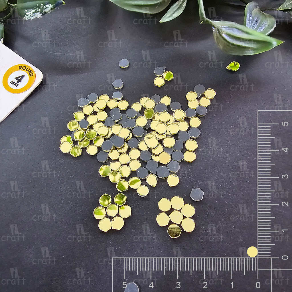 iCraft Gold Round Glass Mirror Beads. Pack Of 50 Grams