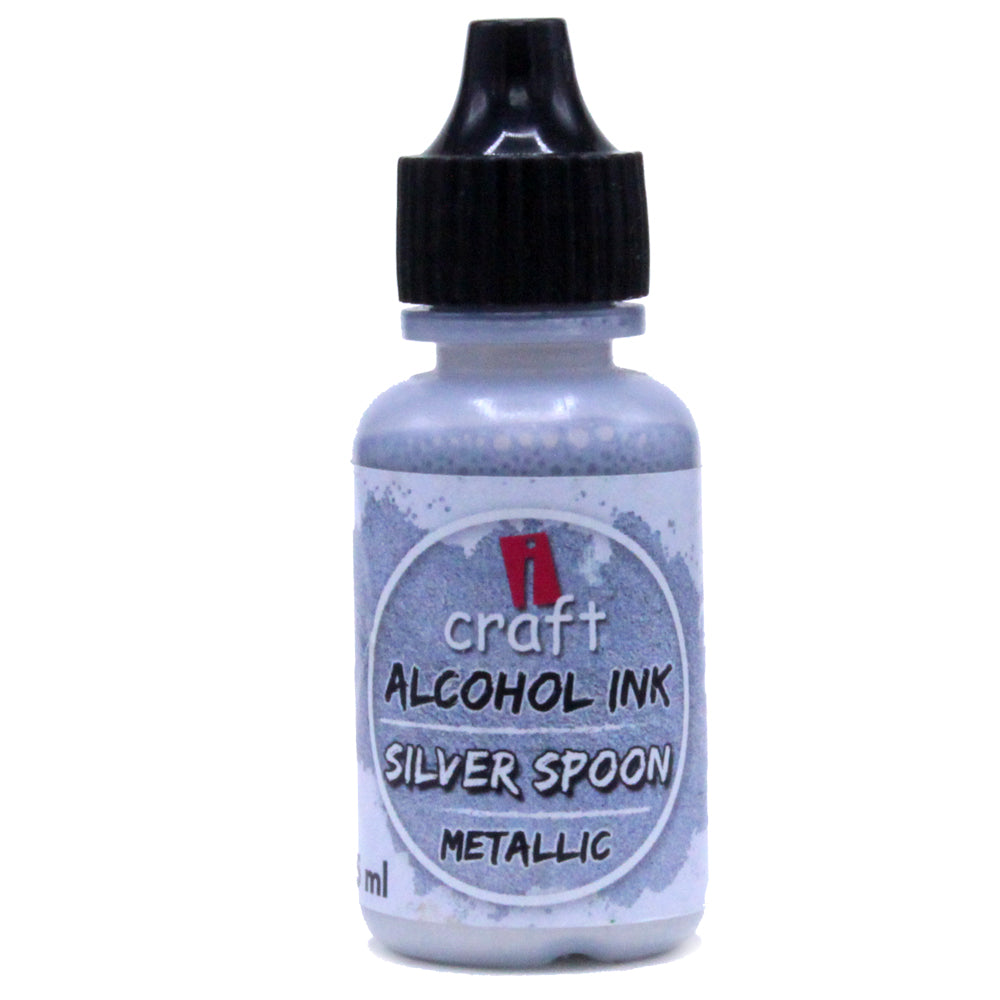 iCraft Metallic Alcohol Ink Silver Spoon- Shiny and Elegant Ink for Resin and Abstract Art