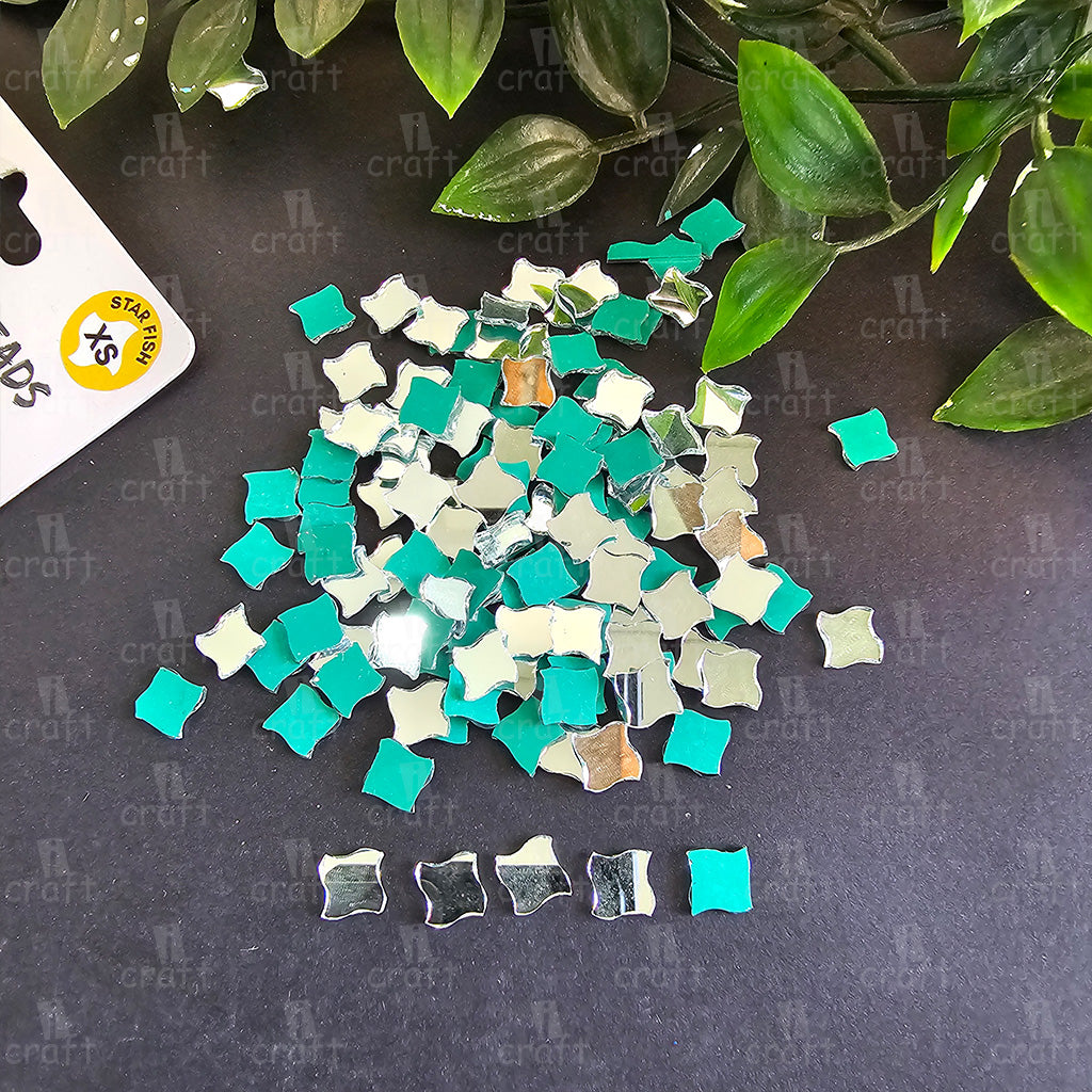 iCraft Star Fish Glass Mirror Beads. Pack Of 50 Grams