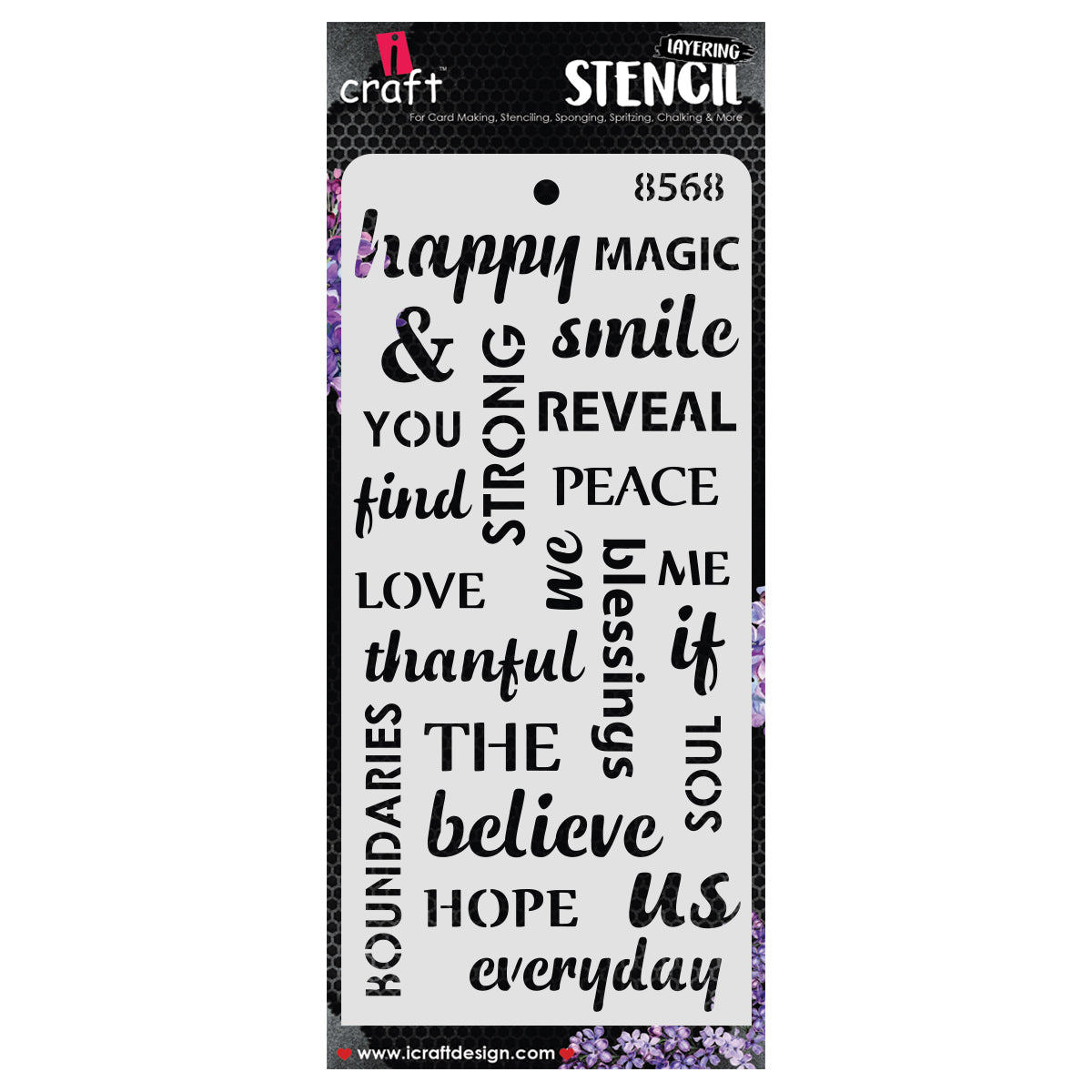 iCraft Multi-Surface Stencils - Perfect for Walls, DIY & Resin Art Projects | Reusable | Layering 4" x 8" Stencil-8568