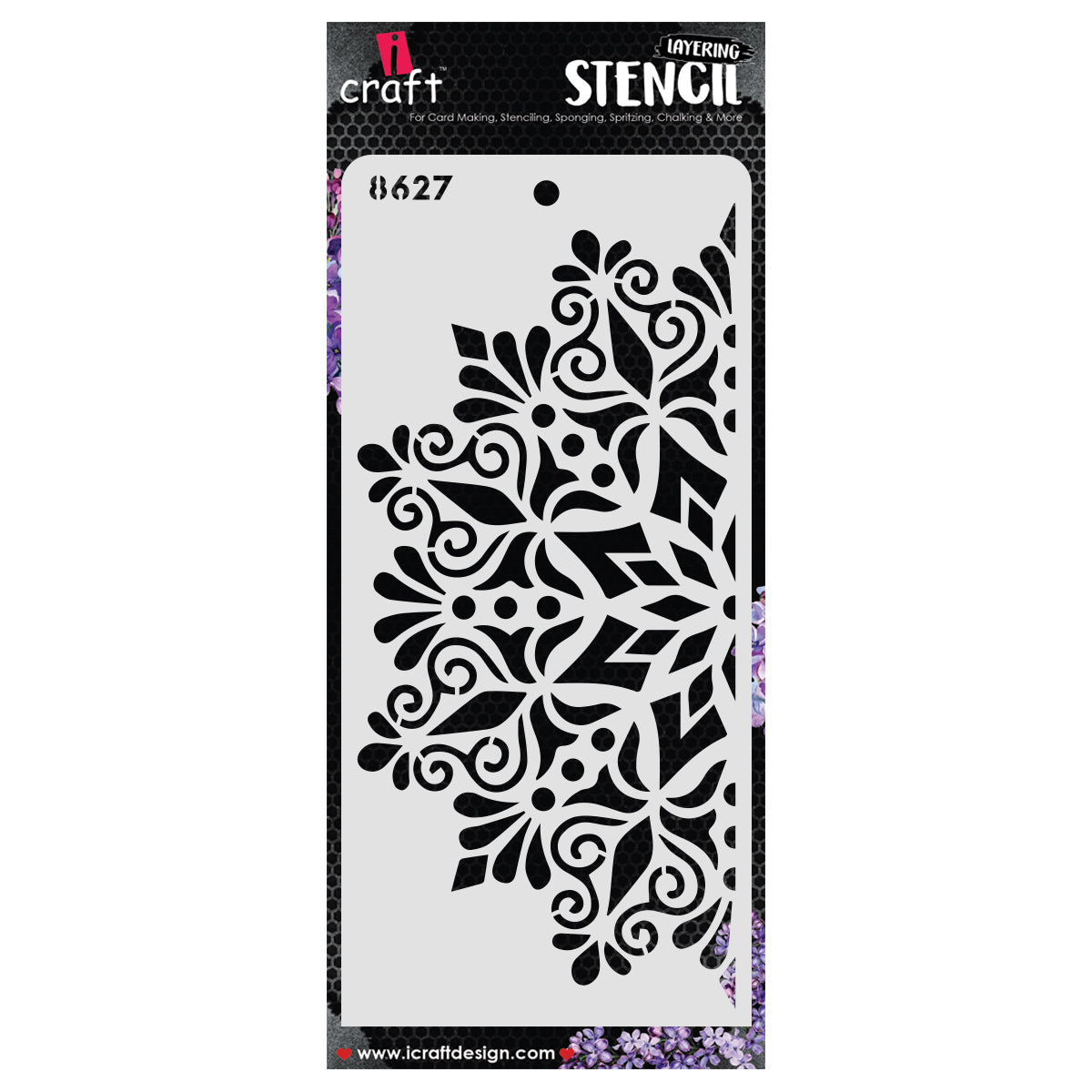 iCraft Multi-Surface Stencils - Perfect for Walls, DIY & Resin Art Projects | Reusable | Layering 4" x 8" Stencil-8627