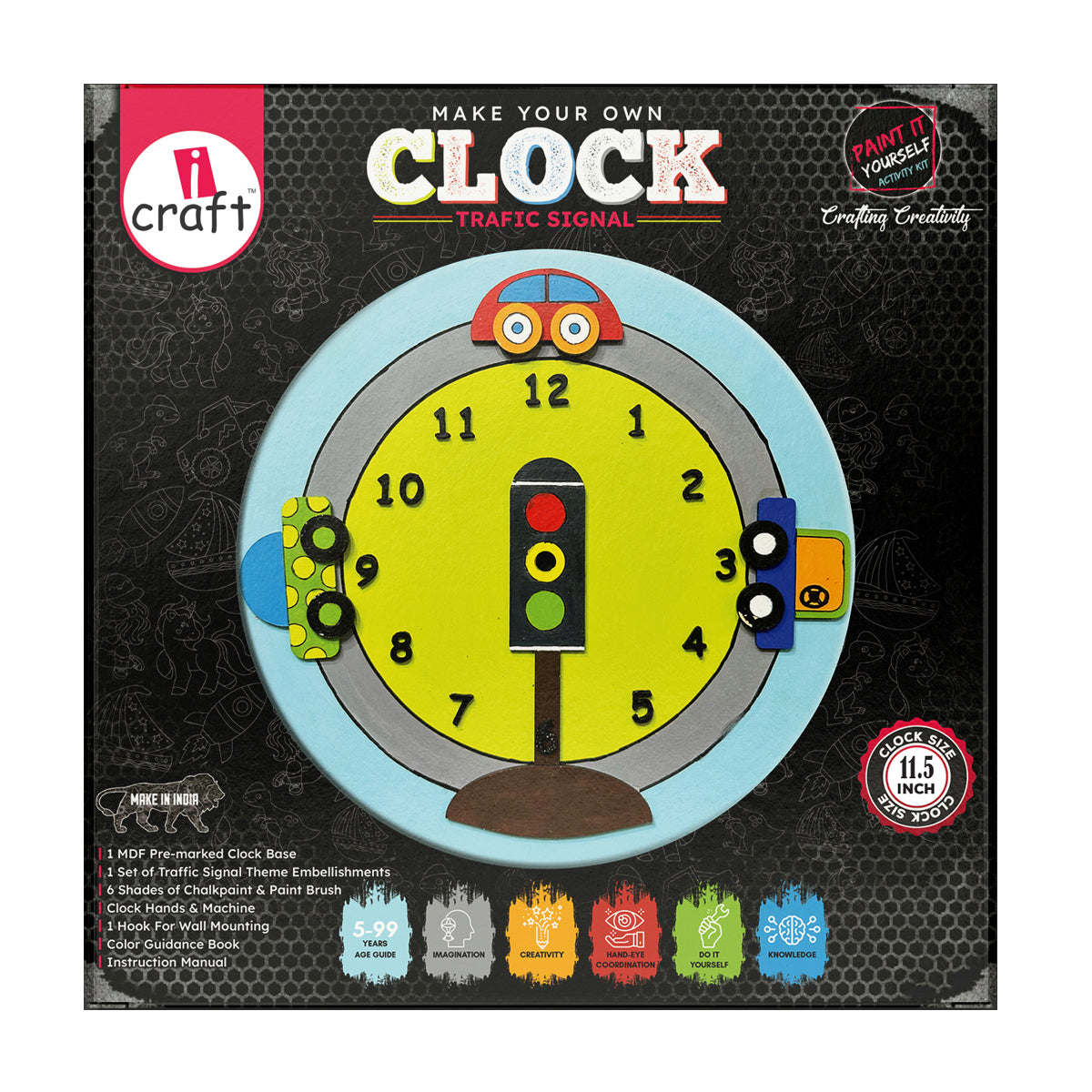 iCraft DIY Clock Kit Kids Home Decor with a Twist Traffic Signal
