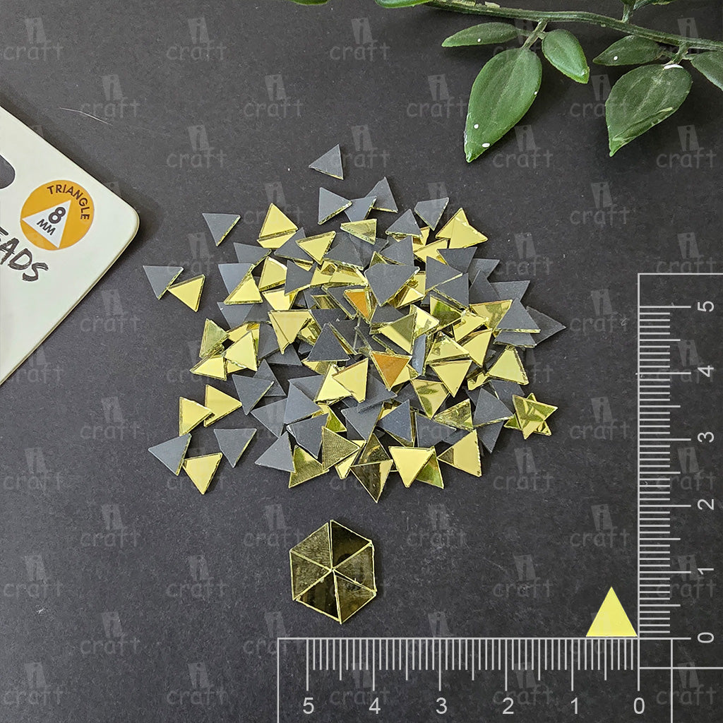 iCraft Gold Triangle Glass Mirror Beads. Pack Of 50 Grams