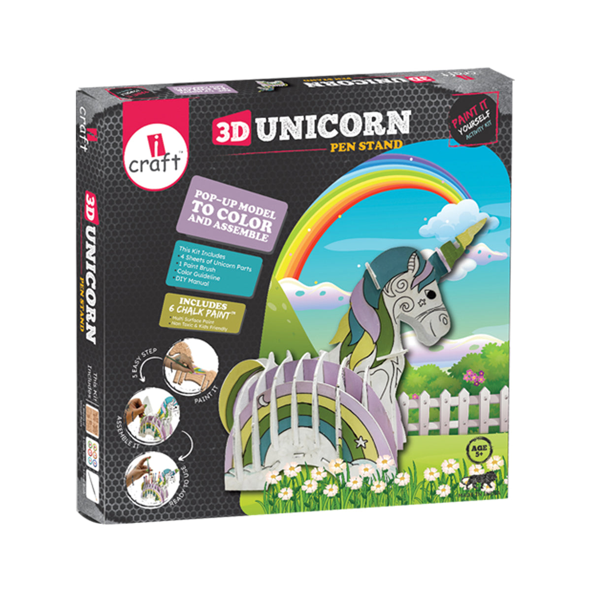 iCraft DIY 3D Animal Pen Stand Kit Kids Home Decor with a Twist Unicorn