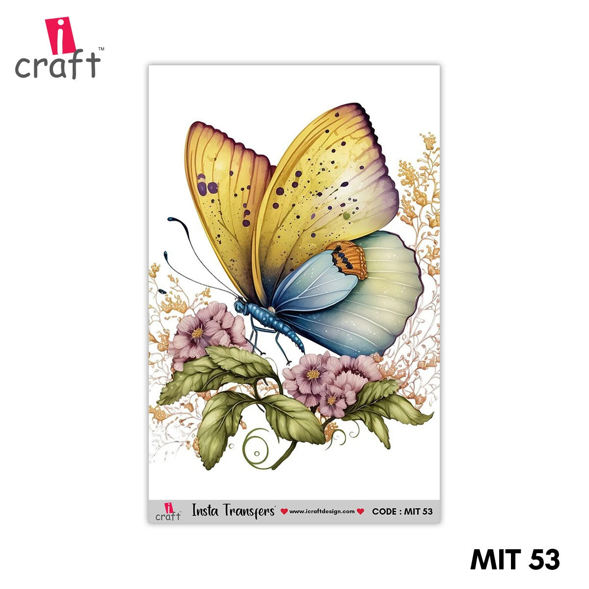 iCraft Water Transfer Stickers- Best use for Resin, Fabric, Plastic, MDF & Glass - Decorative Decals in Floral, Quotes & More (3.5" x 5")-MIT 53