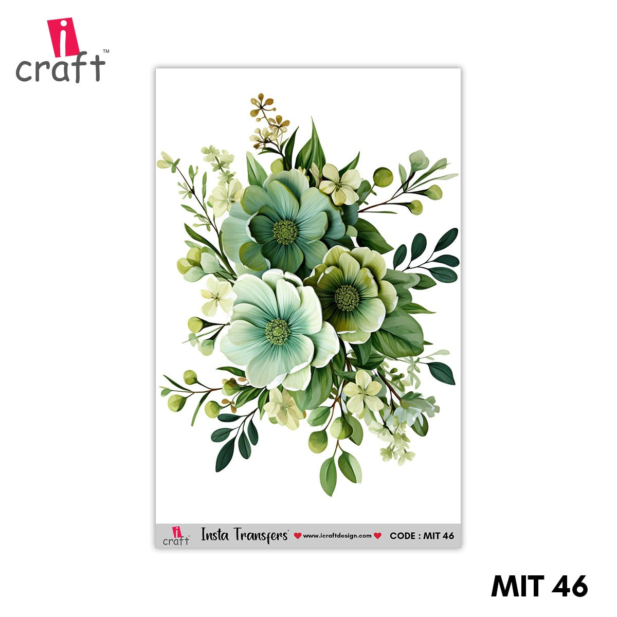 iCraft Water Transfer Stickers- Best use for Resin, Fabric, Plastic, MDF & Glass - Decorative Decals in Floral, Quotes & More (3.5" x 5")-MIT 46