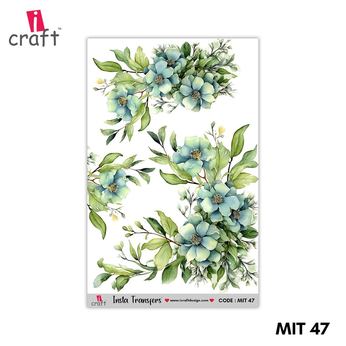 iCraft Water Transfer Stickers- Best use for Resin, Fabric, Plastic, MDF & Glass - Decorative Decals in Floral, Quotes & More (3.5" x 5")-MIT 47