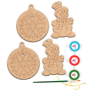 DIY Snowman and Snowflake Ornament Kit - Paint Your Own Holiday Dangler,X-MAS 02