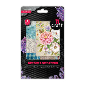 iCraft Decoupage Paper Pack - Dual-Sheet Set for Resin Art & Furniture Upcycling and DIY’s - 3012