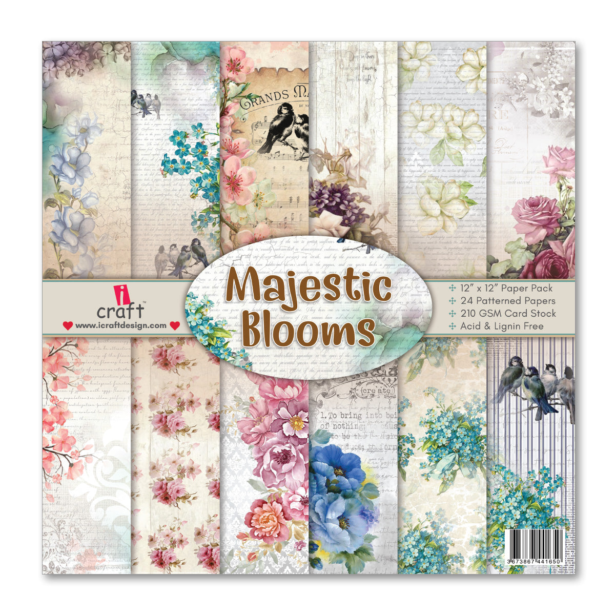 iCraft Pattern Paper- Majestic Blooms