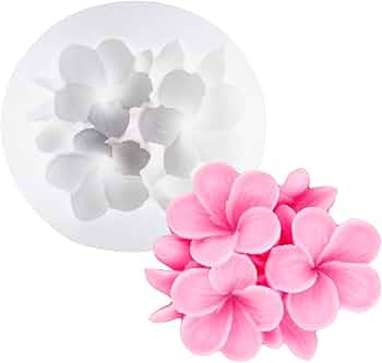 Flower-shaped silicone mold in pink and white on a white background