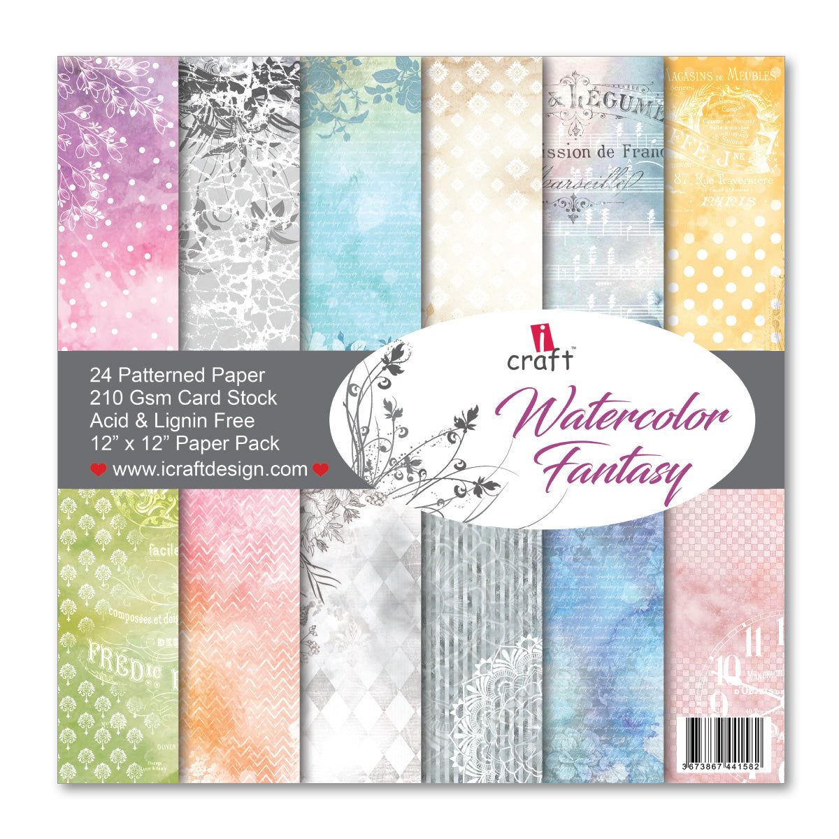 iCraft Pattern Paper- Watercolor Fantasy