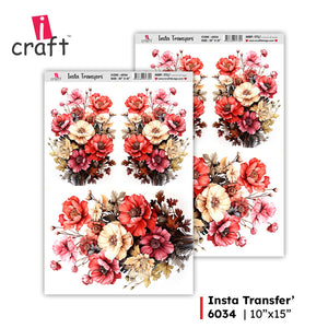 iCraft Water Transfer Stickers- Best use for Resin, Fabric, Plastic, MDF & Glass - Decorative Decals in Floral, Quotes & More (10" x 15")-6034