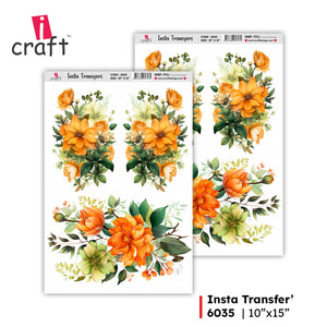 iCraft Water Transfer Stickers- Best use for Resin, Fabric, Plastic, MDF & Glass - Decorative Decals in Floral, Quotes & More (10" x 15")-6035