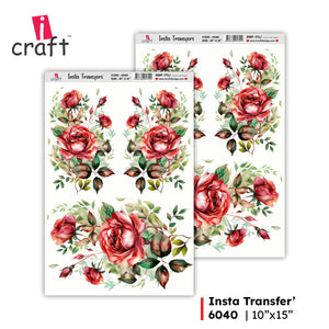 iCraft Water Transfer Stickers- Best use for Resin, Fabric, Plastic, MDF & Glass - Decorative Decals in Floral, Quotes & More (10" x 15")-6040