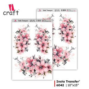 iCraft Water Transfer Stickers- Best use for Resin, Fabric, Plastic, MDF & Glass - Decorative Decals in Floral, Quotes & More (10" x 15")-6042