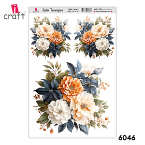 iCraft Water Transfer Stickers- Best use for Resin, Fabric, Plastic, MDF & Glass - Decorative Decals in Floral, Quotes & More (10" x 15")-6046