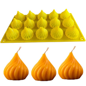 Modak Silicone Mould — 3-Cavity Segment (cut from 15-cavity tray) — for Resin, Wax & Clay