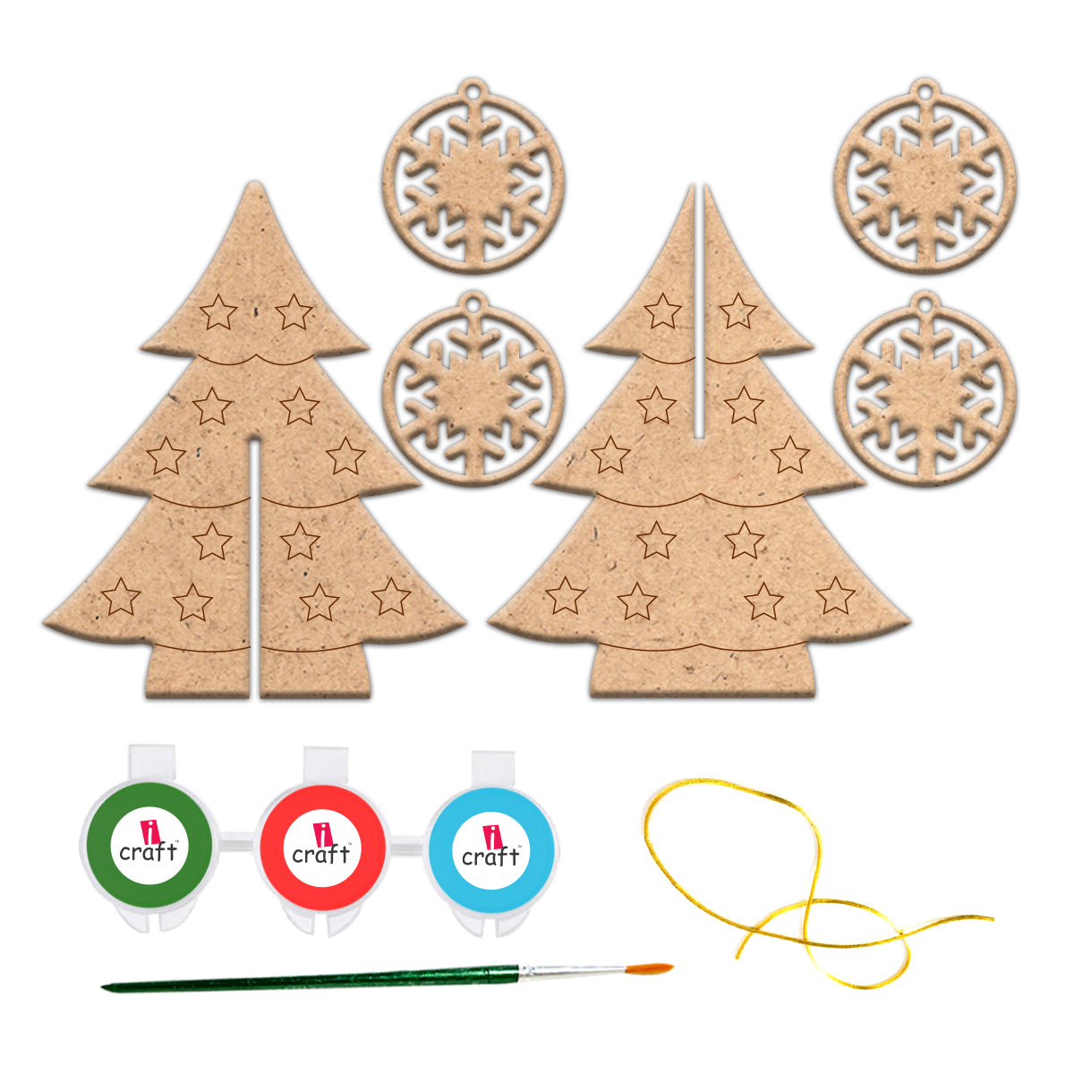 DIY Christmas Tree and Star Ornament Kit - Paint Your Own Holiday Danglers,X-MAS 06