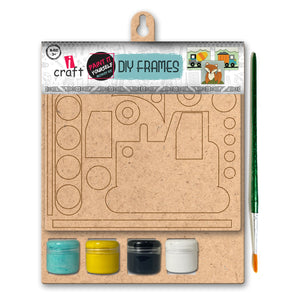 iCraft DIY Frame - Home Decor Art Kit for Kids - Bulldozer