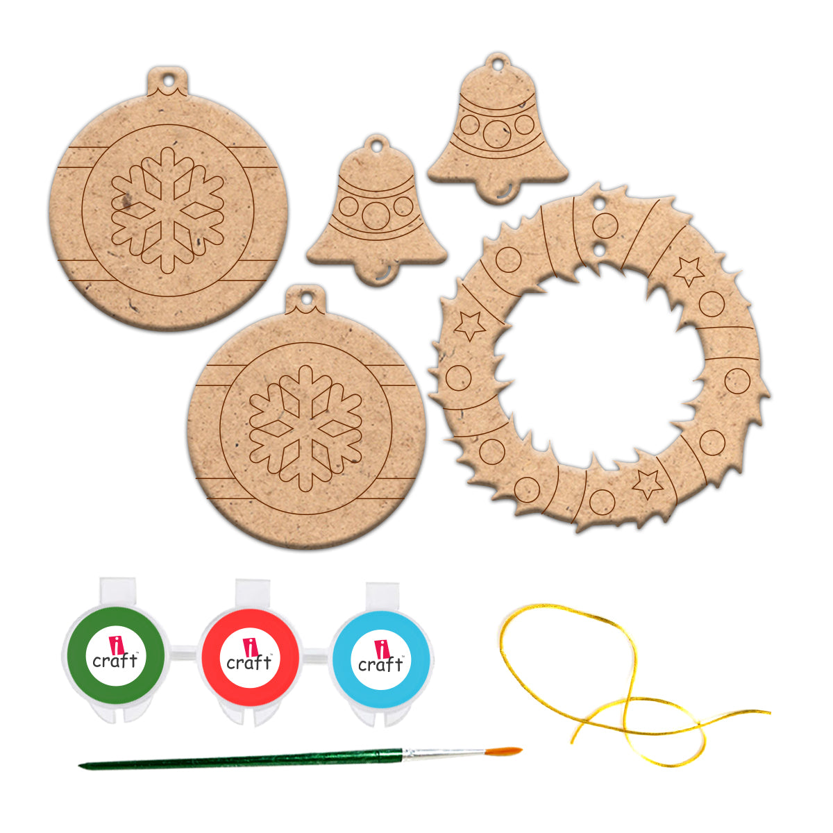 DIY Christmas Wreath Ornament Kit - Paint Your Own Holiday Dangler X-MAS 07