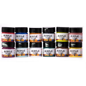 iCraft Acrylic Paint, Set 0f 12 Paint Home Decor Paint 20ml . Non Toxic, Eco Friendly Paint gives Chalky and Matte Finish.