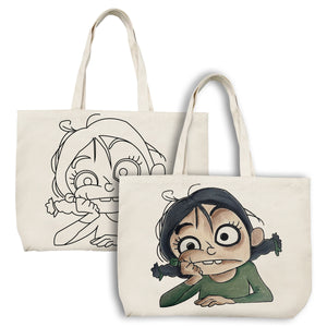 iCraft DIY Canvas Tote Bag - Paint It Yourself Activity Kit DIY Fashion Art Kit*-A Girl