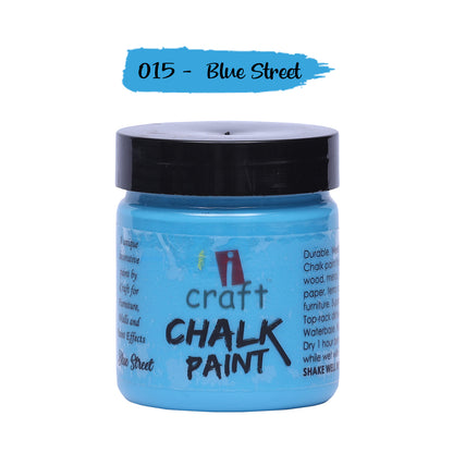 iCraft Premium Chalk Paint - Smooth, Creamy & Non-Toxic - Ideal for DIY & Resin Projects-100ml Blue Street